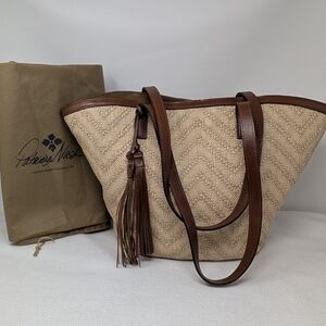 Women's Patricia Nash Lyon Marconia Natural Woven Zig-Zag Tote Handbag